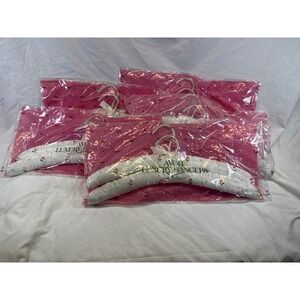 Vintage 1986 Avon Luxury Hangers White Satin Padded Pink Rose Floral Set of 10
